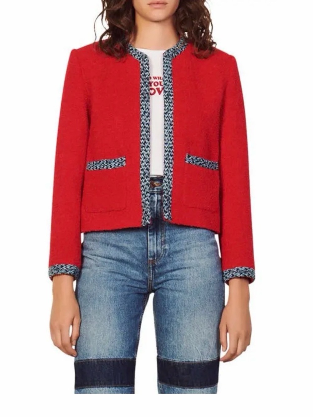Sandro Vanessa Tweed Crop Jacket